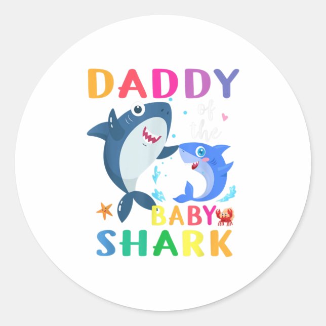 Daddy Of The Baby Shark gift  Birthday Daddy Sh Classic Round Sticker (Front)