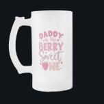 Daddy Of The Berry Sweet One Strawberry Birthday Frosted Glass Beer Mug<br><div class="desc">Daddy Of The Berry Sweet One Strawberry First Birthday</div>