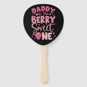 Daddy Of The Berry Sweet One Strawberry Birthday Hand Fan