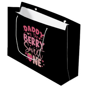 Daddy Of The Berry Sweet One Strawberry Birthday Large Gift Bag