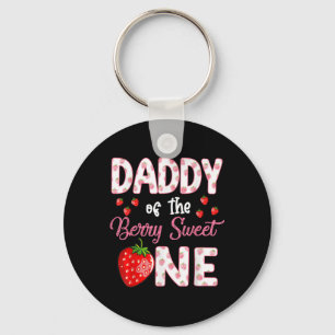 Daddy Of The Berry Sweet One Strawberry First Birt Key Ring