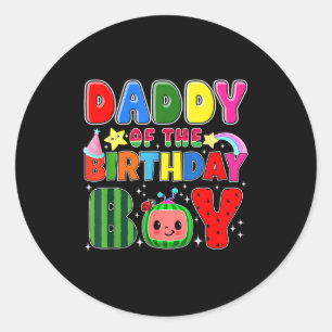 Daddy Of The Birthday Boy Melon Family Matching Fu Classic Round Sticker
