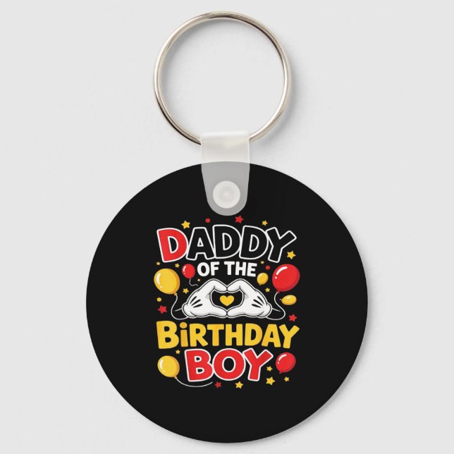 Daddy Of The Birthday Boy Shirt Matching Dad Son F Key Ring (Front)
