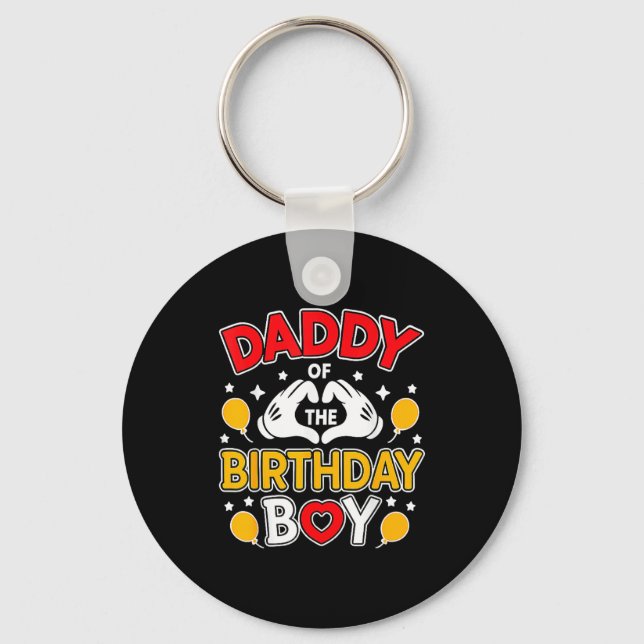 Daddy Of The Birthday Boy Shirt Matching Dad Son F Key Ring (Front)
