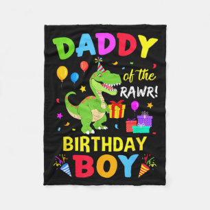 Daddy Of The Birthday Boy T-Rex Funny Dinosaur Boy Fleece Blanket