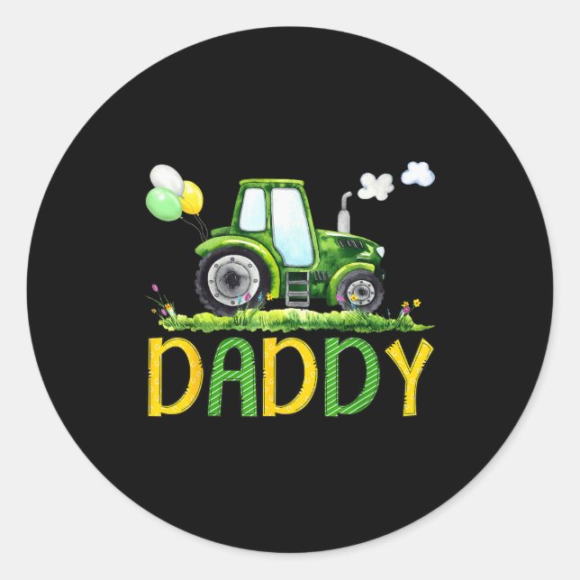 Daddy Of The Birthday Boy Tractor Farm Truck Match Classic Round Sticker (Front)