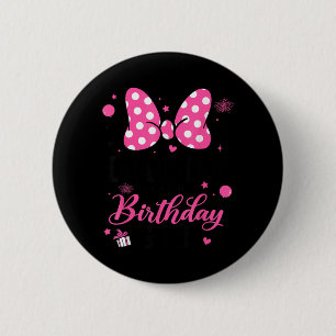 Daddy of The Birthday Girl Cute Pink Bow Family 6 Cm Round Badge