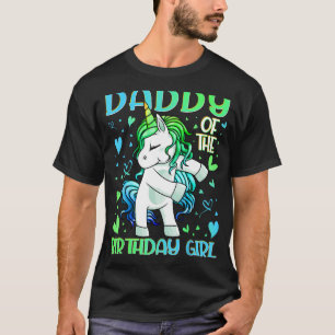 Daddy of the Birthday Girl Flossing Unicorn Dad Da T-Shirt