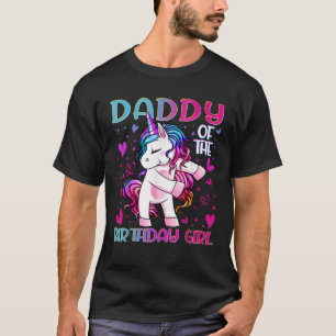 Daddy of the Birthday Girl Flossing Unicorn Dad Da T-Shirt