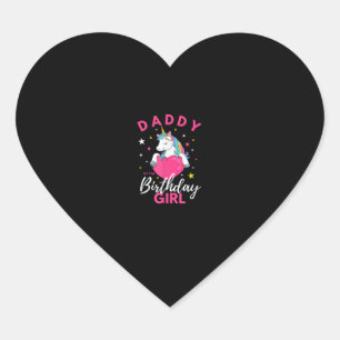 Daddy Of The Birthday Girl Unicorn T-Shirt Heart Sticker