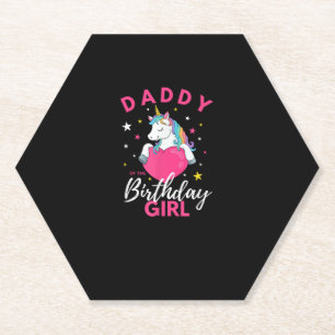 Daddy Of The Birthday Girl Unicorn T-Shirt Paper Coaster