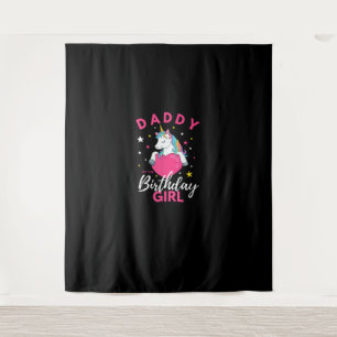 Daddy Of The Birthday Girl Unicorn T-Shirt Tapestry