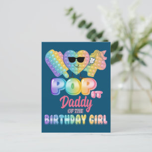 Daddy Of The Birthday Pop it Girl Bday Party Funny Postcard