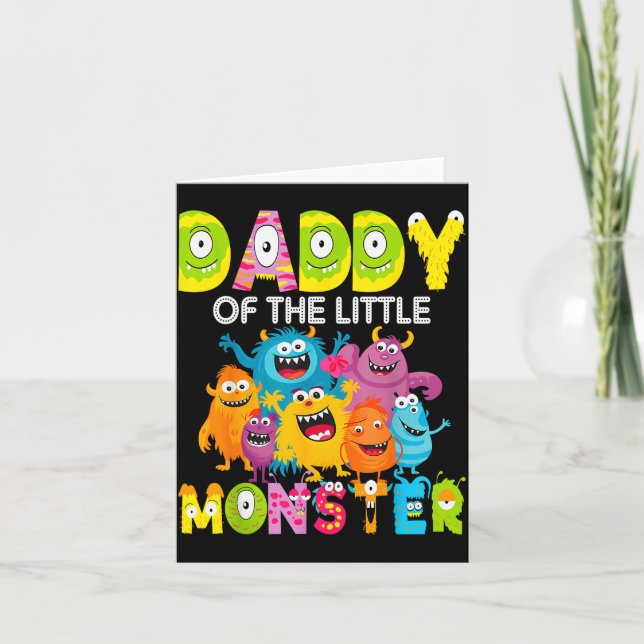 Daddy Of The Little Monster 1st Birthday Boy Party Card (Front)