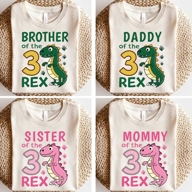 Daddy of the Three-Rex Matching Dinosaur Birthday T-Shirt (Daddy of the Three-Rex Matching Dinosaur Birthday T-Shirt)