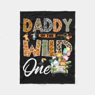 Daddy of the wild one 1st birthday boy safari fleece blanket