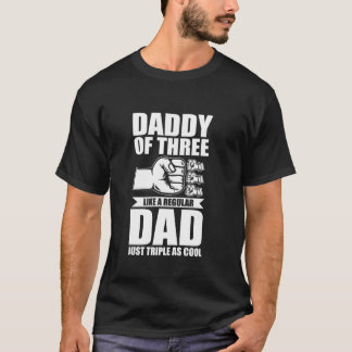 daddy of three like a regular dad grandad Long Sle T-Shirt