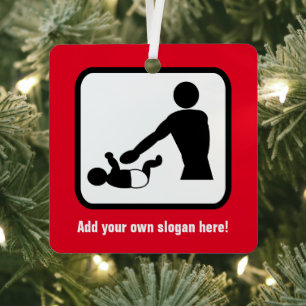Daddy on Diaper Duty - the nappy change customised Metal Tree Decoration