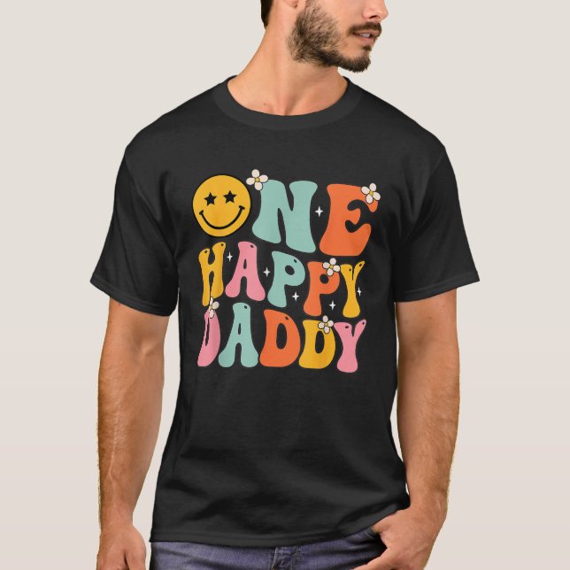 Daddy One Happy Dude Dada 1st Birthday Family Matc T-Shirt (Front)