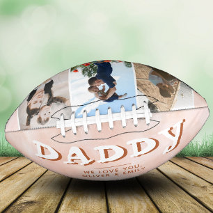 Daddy Orange Watercolor 3 Photo Collage Keepsake American Football