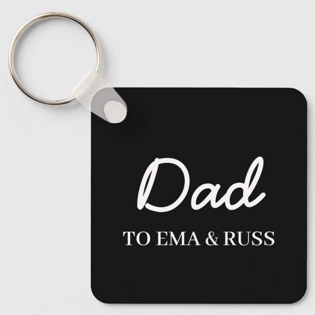 Daddy | Personalised Black Kids Names Keychain (Front)