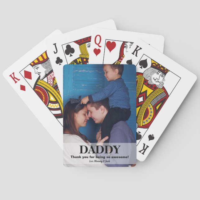 Daddy personalised family photo father's day playing cards (Back)