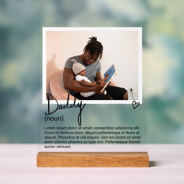 Daddy Photo and Personalised Noun Description Acrylic Sign (Neutral)