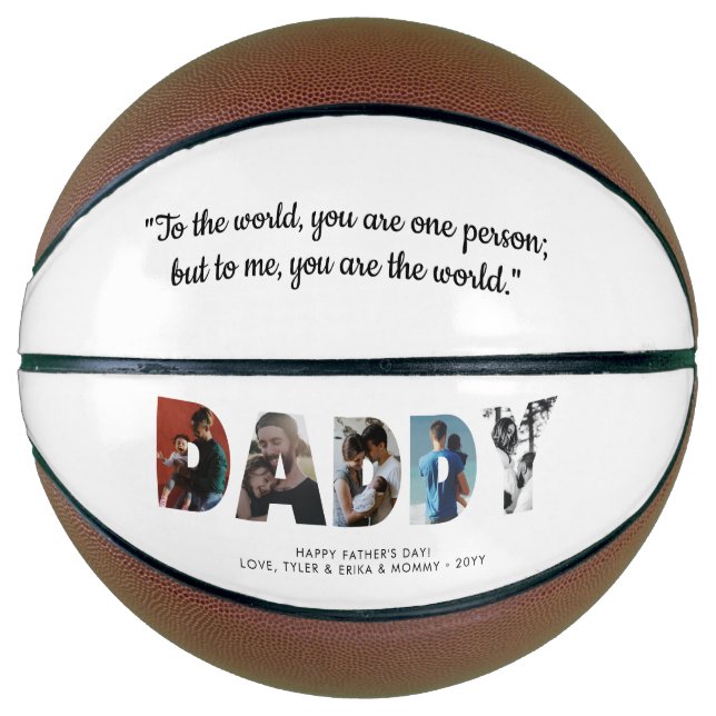 DADDY Photo Collage Custom Quote Father's Day Basketball (Front)