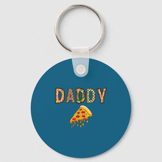 Daddy Pizza Birthday Party Squad Design Key Ring (Front)