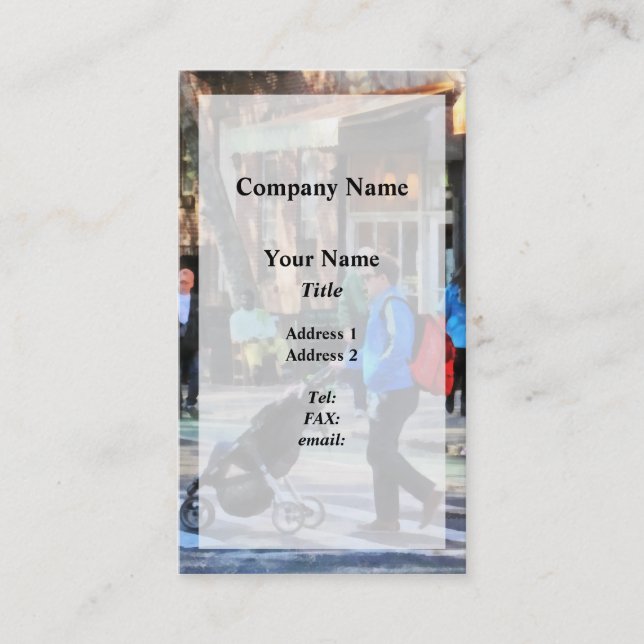 Daddy Pushing Stroller Greenwich Village Calling Card (Front)