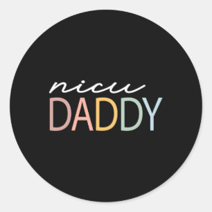 Daddy Retro Colourful Nicu Dad Boho Tiny Warrior Classic Round Sticker