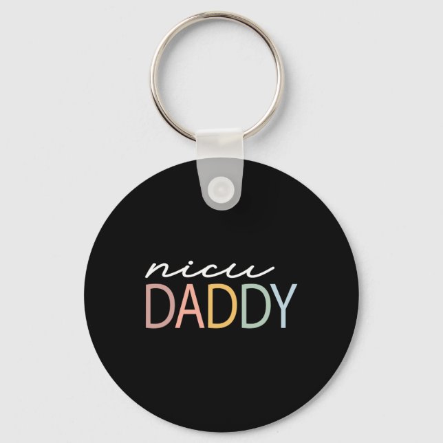 Daddy Retro Colourful Nicu Dad Boho Tiny Warrior  Key Ring (Front)
