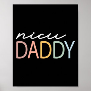 Daddy Retro Colourful Nicu Dad Boho Tiny Warrior Poster