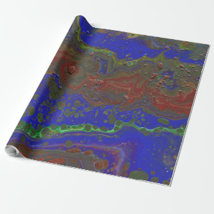 Daddy Rockin Strong 3 Blue Abstract Wrapping Paper