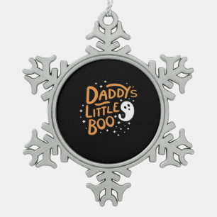 Daddy’s Little Boo, Happy Halloween Snowflake Pewter Christmas Ornament