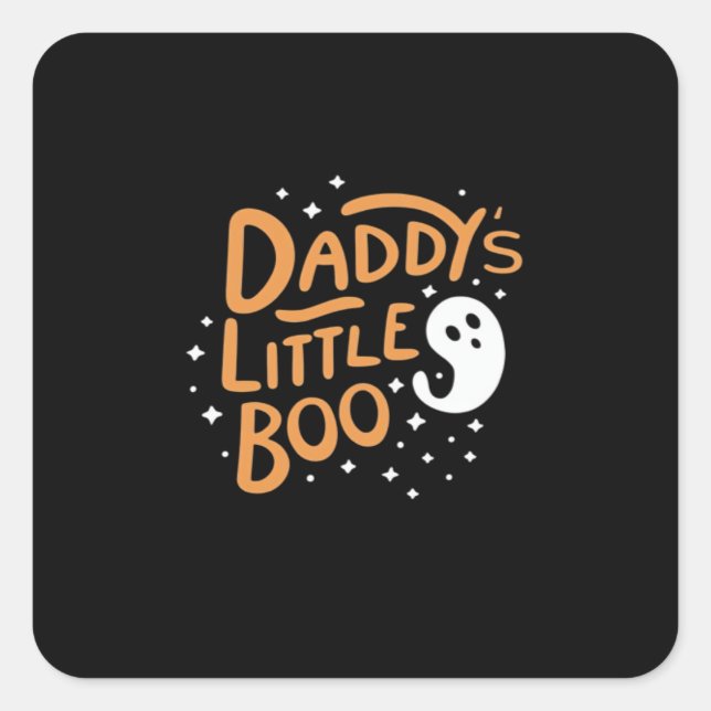 Daddy’s Little Boo, Happy Halloween Square Sticker (Front)
