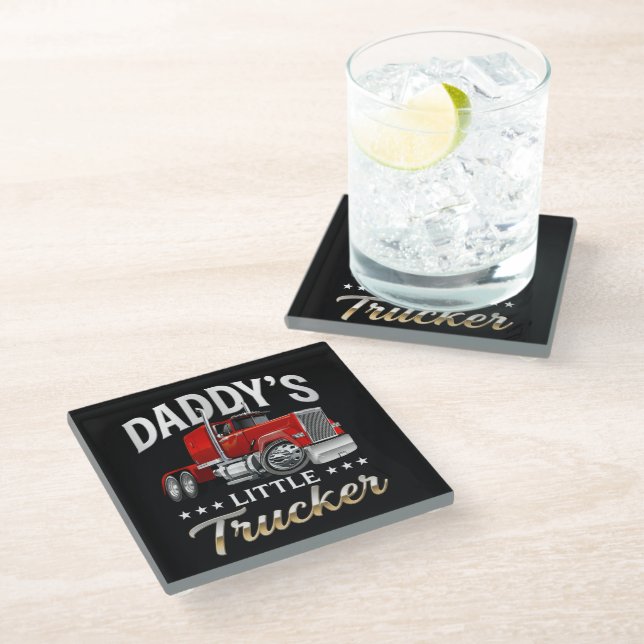 Daddy’s Little Trucker Glass Coaster (Angled)