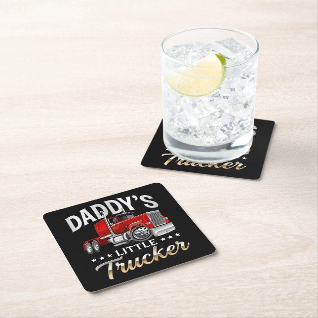 Daddy’s Little Trucker Square Paper Coaster (Insitu)