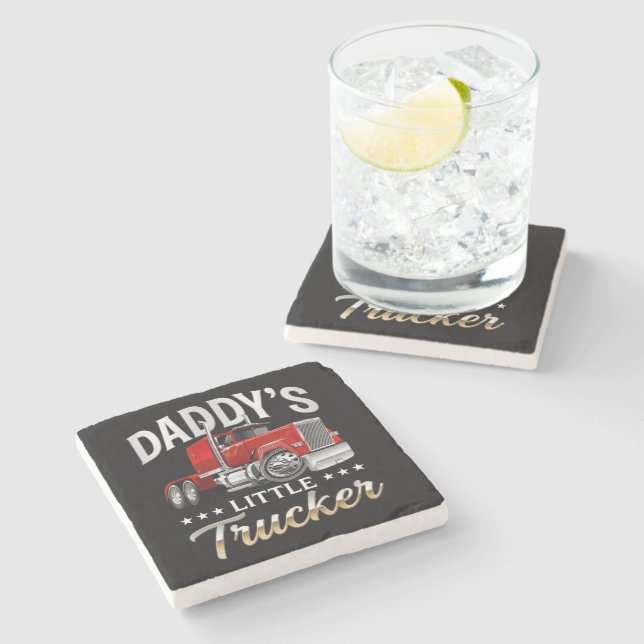 Daddy’s Little Trucker Stone Coaster (Side)