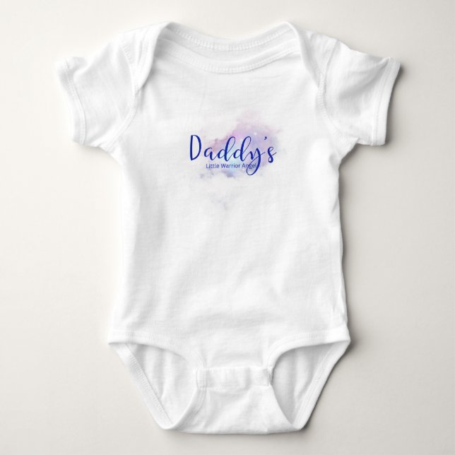 Daddy’s little warrior angel baby bodysuit  (Front)