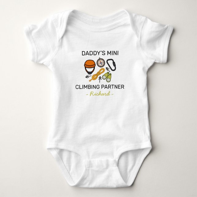 Daddy’s Mini Climbing Partner Cute Climber Baby Bodysuit (Front)