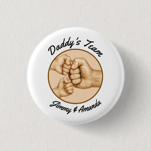 Daddy’s Team Fist Bump Father Kids Names 3 Cm Round Badge