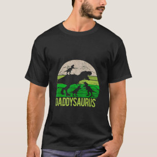 Daddy Saurus And Three Babysaurus  Saurus T-Shirt
