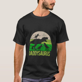 Daddy Saurus And Three Babysaurus  Saurus T-Shirt