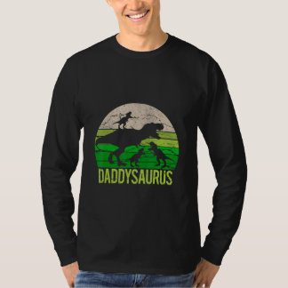Daddy Saurus And Three Babysaurus  Saurus T-Shirt