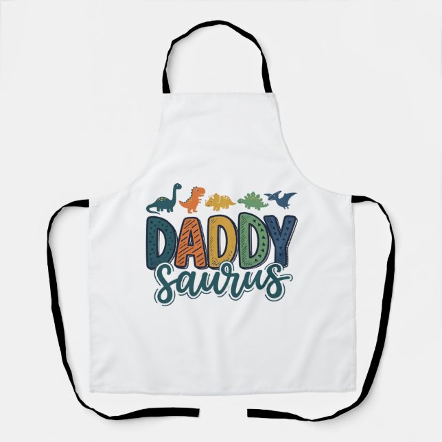 Daddy Saurus Cute Dinosaur Dad Vector Design_1 Apron (Front)