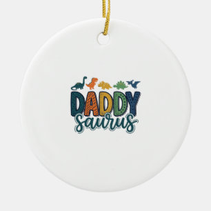Daddy Saurus Cute Dinosaur Dad Vector Design_1 Ceramic Tree Decoration