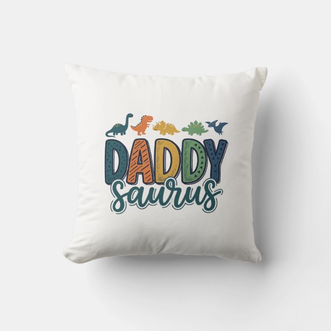 Daddy Saurus Cute Dinosaur Dad Vector Design_1 Cushion (Front)
