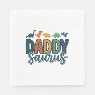 Daddy Saurus Cute Dinosaur Dad Vector Design_1 Napkin