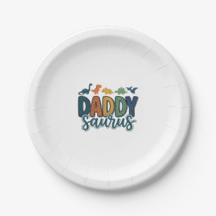 Daddy Saurus Cute Dinosaur Dad Vector Design_1 Paper Plate